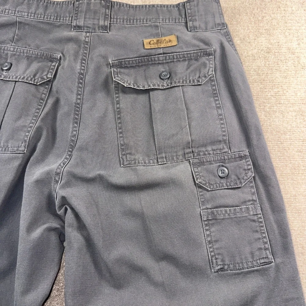 Cabelas Mens 35x30 Gray Cotton Canvas Cargo Pants Pleated Utility Outdoor Gear